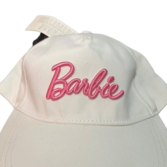NEW URBAN OUTFITTERS BARBIE SNAPBACK HAT WHITE PINK EMBROIDERED BASEBALL CAP NWT - Picture 4 of 9